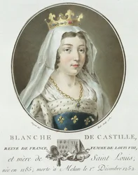 Portret Blanche de Castille (1185-1252) wyryty przez Ride, 1787
