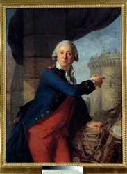 Portret Jeana Henri Masersa, rycerza Latude (1725-1805) Wskazuje na zniszczenie twierdzy Bastylii, gdzie został uwięziony za próbę ataku na Madame de Pompadour (markiza de Pompadour). Obraz Antoine Vestier (1740-1824) 1