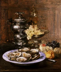 Martwa natura z ostrygami. Obraz autorstwa Antoine Vollon (1833-1900) Kolekcja prywatna.