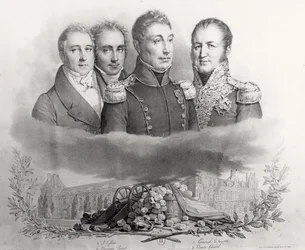 Rząd Tymczasowy z 29 lipca 1830 r. Od lewej do prawej: Jacques Lafitte (1767-1844), Casimir Perier (1777-1832), generał Lafayette (1757-1834) i hrabia Etienne Maurice Gerard (1773-1852) 1831 (
