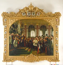 Proklamacja Wilhelma jako cesarza nowej Rzeszy Niemieckiej, w Sali Lustrzanej w Wersalu 18 stycznia 1871, namalowana 1885 (patrz także 153620)