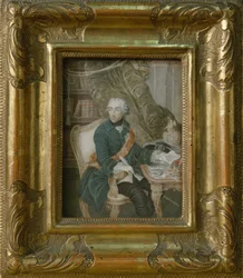 Król pruski Fryderyk II w kurtce Hohenzollernów, 1769 (akwarela na kości słoniowej)