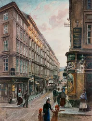 Spiegelgasse w centrum Wiednia (watercorlour)