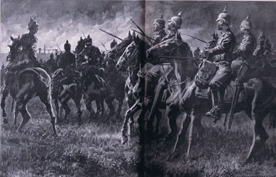 Pożar w kopalni w Libinie, z Ilustrowanej Historii Wojny Światowej 1914-1915 wyd. przez Union Berlagsefellfchaft