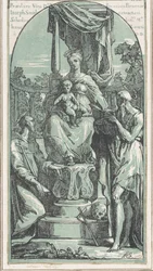 Dziewica z Dzieciątkiem na tronie, św. Hieronim w prawym dolnym rogu, św. Franciszek..., przed 1749 r.