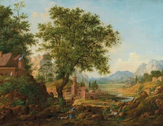 Chiński krajobraz ze sztafażem, lata 1830-1840.