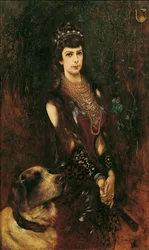 Portret Elżbiety Bawarskiej z psem Bernardynem, 1883.