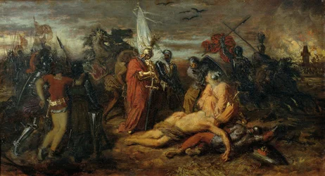 Rudolf von Habsburg przy zwłokach Przemysła Ottokara, króla Czech