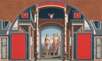 Mural rzymskiego domu na terenie Villa Negroni w Rzymie, przedstawiający Bachusa i Ariadnę. 1783