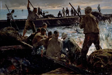 Ubój tuńczyka, obraz Antonino Leto (1844-1913), olej na płótnie, 41x62 cm