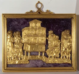 Bernardo Buontalenti (1531-1608) Prezentujący model fasady katedry Santa Maria del Fiore, ok. 1587 (złoto na kamieniu szlachetnym)