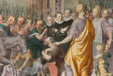 Apsyda, Antonio Campi, Wejście Jezusa do Jerozolimy 1582-84, Detal