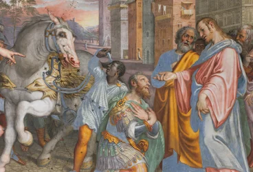 Apsyda, Antonio Campi, Spotkanie Jezusa z centurionem Korneliuszem 1582-84, Szczegół