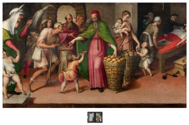 Zakrystia, Antonio Campi, Miłosierdzie św. Facio 1568, Oryginalna tabela reprodukcji na ołtarzu św. Facio