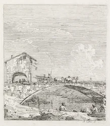 Widoki: Wagon przejeżdżający przez most, 1735-1746.