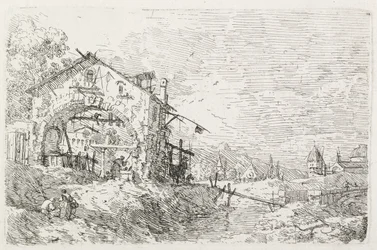 Odsłony: Kobieta rysująca wodę pod łukiem, 1735-1746.