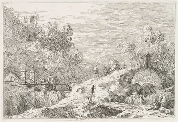 Widoki: Krajobraz górski z pięcioma mostami, 1735-1746.