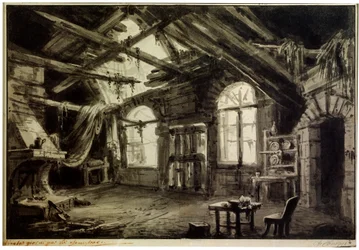 Scenografia do sztuki „Życie hazardzisty” V Ducange, 1828.