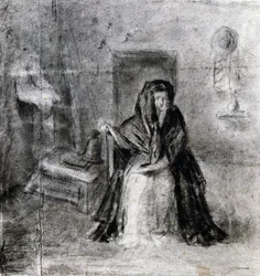 Kobieta w pozycji siedzącej, Antonio Canova (1757-1822), rysunek