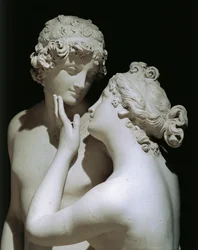 Wenus i Adonis, Antonio Canova (1757-1822), marmurowa grupa figur, detal