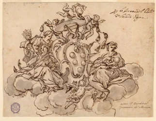 Projekt do malowania sufitu (?) z herbem kardynała Francesco Maria de