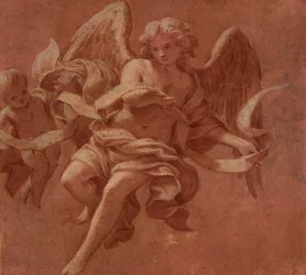 Putto i Anioł trzymający banderole, 1706