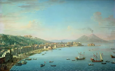 Neapol od strony zatoki, z Wezuwiuszem w tle