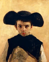 Prevetariello (mały ksiądz), Antonio Mancini (1852-1930), olej na płótnie, 66x53 cm
