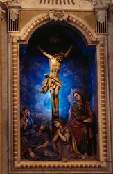 Ukrzyżowanie, Anton Maria Maragliano (1664-1739), kaplica Krucyfiksa, Sanktuarium Matki Bożej z Acquasanta, Acquasanta, Genua, Liguria, Włochy