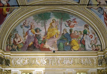 Sala Lustrzana, Apollo i Muzy (fresk)