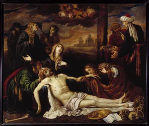 Osadzanie Krzyża lub Piety (olej na płótnie)