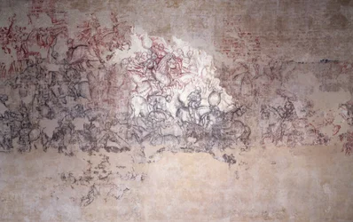 Turniej bitewny, fragment malowidła ściennego z Sala del Pisanello (dawniej Sala dei Principi) (sinopia)