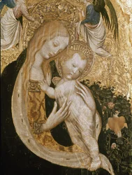 Dziewica z przepiórką (Detrempe na drewnie, ok. 1420)