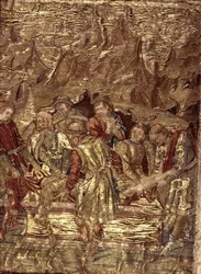 Pogrzeb św. Jana Chrzciciela, gobelin przedstawiający sceny z życia świętego (tkanina)