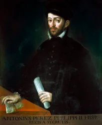 Portret Antonio Pereza (1540-1611). Hiszpański polityk i sekretarz Filipa II. Obraz Antonio Ponza (1725-1792)