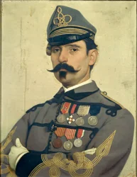 Portret Giovanniego Marii Damianiego w mundurze wojskowym Garibaldiego, autorstwa Antonio Puccinelli