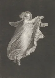 Bachantka ubrana w szal z kapturem i trzymająca w lewej ręce pudełeczko, zastawiona..., ca. 1795-ok. 1820.