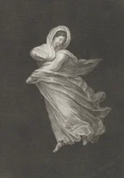 Bachantka ubrana w lejącą się draperię, patrząca w dół, prawe ramię zgięte, a lewe ramię..., ca. 1795-1847.