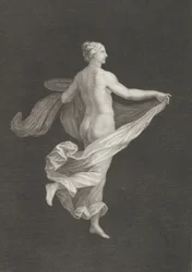 Częściowo naga bachantka widziana z tyłu, zwrócona w prawo i trzymająca owalny d..., ca. 1795-ok. 1820.