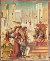 Chrystus przed Herodem, lewy panel z Retabulum Męki Pańskiej, 1517-20 (tempera na panelu)