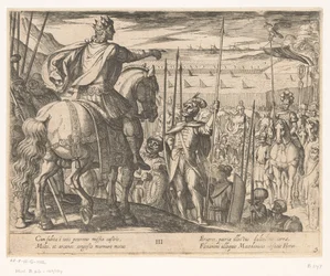 Aleksander Wielki instruuje żołnierzy macedońskich Czyny Aleksandra Wielkiego (tytuł serii) Alexandri magni praecipvae res gestae (tytuł serii)