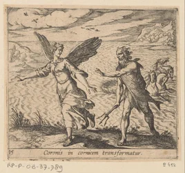 Korona zmieniła się w een kraai Korona przekształca się w gzyms (tytuł na obiekcie) Metamorfoza lub przekształcenia (tytuł serii) Metamorfosen van Ovidius (tytuł serii)