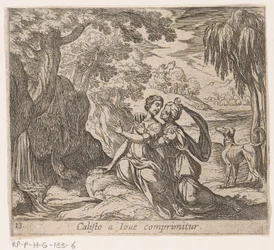 Jowisz i Kallisto Callisto zmiażdżona przez Jowisza (tytuł na obiekcie) Metamorfoza lub przekształcenia (tytuł serii) Metamorfosen van Ovidius (tytuł serii)