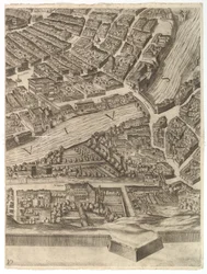 Plan miasta Rzymu. Część 10 z Tybrem i Villa Farnesina, 1645.