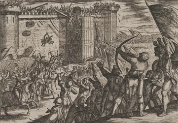Płyta 14: Nowy atak na starą twierdzę, z Wojna Rzymian z Batawami..., 1611.