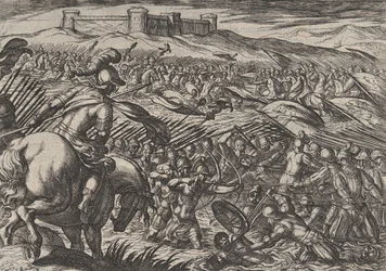 Obrazek 29: Cywilis zalewa ziemię przez defensywne łamanie grobli, z Wojna R..., 1611.