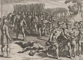 Zdjęcie 3: Claudius Civilis aresztowany i jego brat Paulus ścięty, z Wojna o Ro..., 1611.
