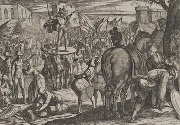 Tablica 5: Bruno mianowany przywódcą Kaninefatów, z Wojny Rzymian przeciwko..., 1611.