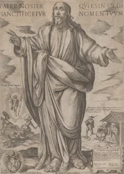 Chrystus stojący, błogosławieństwo od „Chrystusa, Maryi i Apostołów”, ok. godz. 1590-ok. 1610.