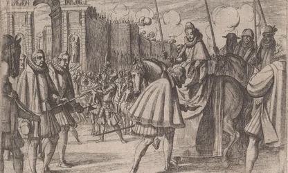 Triumfalny wjazd Małgorzaty Austriaczki do Mediolanu, z Żywotu Małgorzaty Austriaczki, s...., 1612.